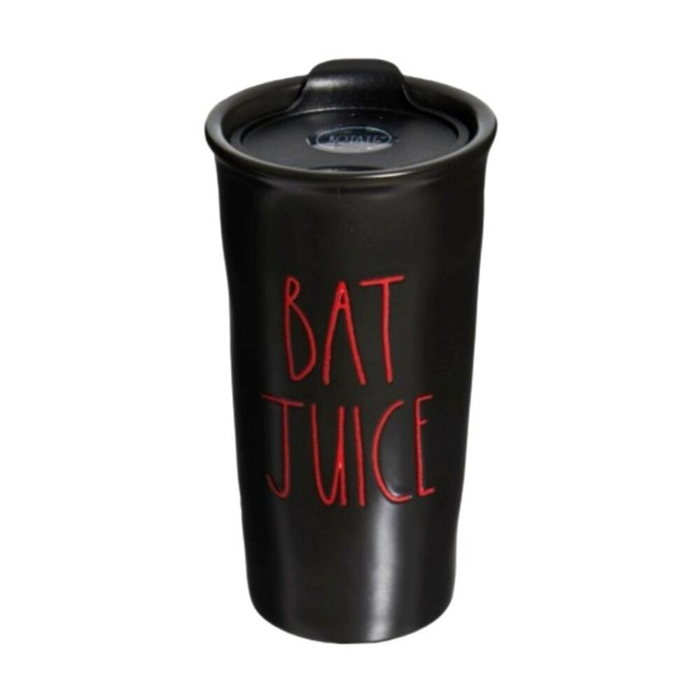 Rae Dunn "Bat Juice" Lidded Coffee Travel Mug Cup Halloween 12oz NEW